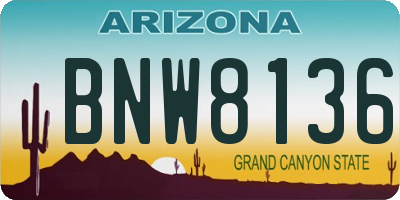 AZ license plate BNW8136