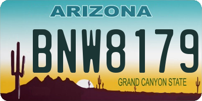 AZ license plate BNW8179