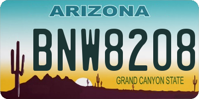 AZ license plate BNW8208