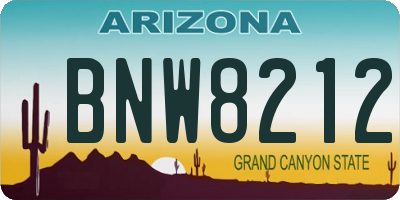 AZ license plate BNW8212