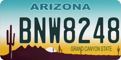 AZ license plate BNW8248