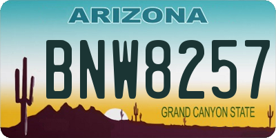 AZ license plate BNW8257