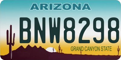 AZ license plate BNW8298