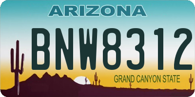 AZ license plate BNW8312