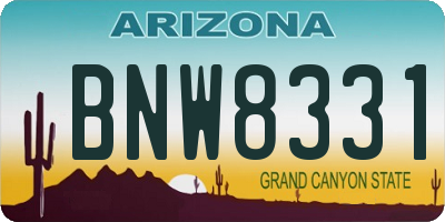 AZ license plate BNW8331