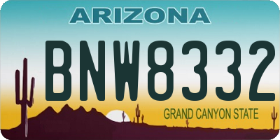 AZ license plate BNW8332