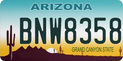 AZ license plate BNW8358