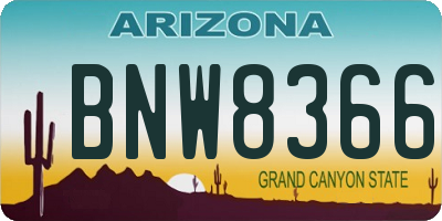 AZ license plate BNW8366