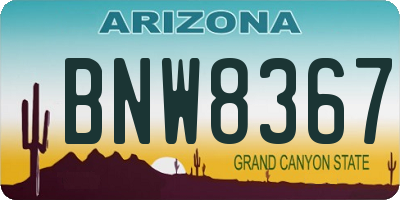 AZ license plate BNW8367
