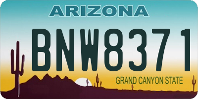 AZ license plate BNW8371