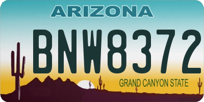 AZ license plate BNW8372