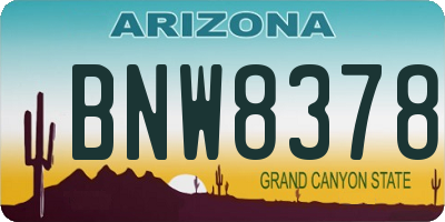 AZ license plate BNW8378