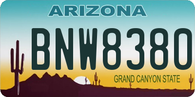 AZ license plate BNW8380
