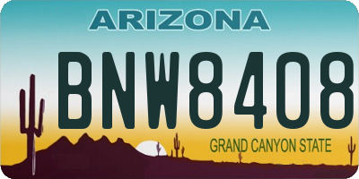 AZ license plate BNW8408