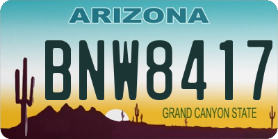 AZ license plate BNW8417