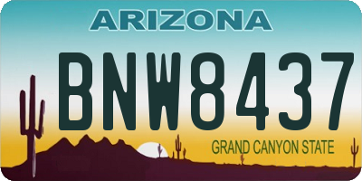 AZ license plate BNW8437