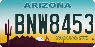 AZ license plate BNW8453