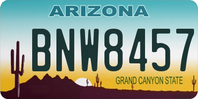 AZ license plate BNW8457