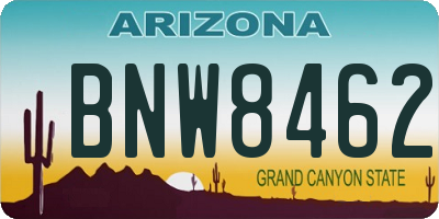 AZ license plate BNW8462
