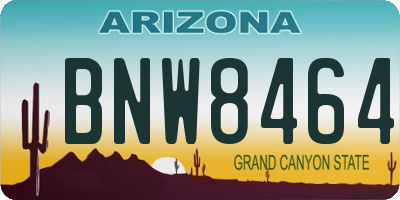 AZ license plate BNW8464