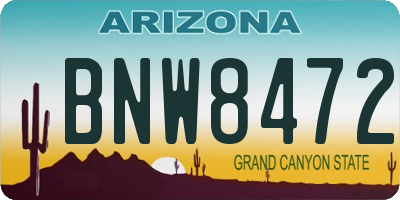 AZ license plate BNW8472