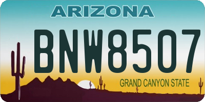 AZ license plate BNW8507