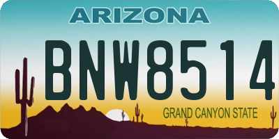 AZ license plate BNW8514