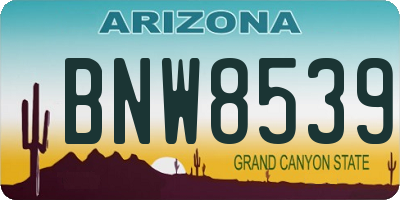 AZ license plate BNW8539