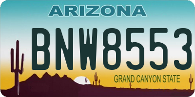 AZ license plate BNW8553