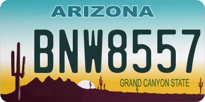AZ license plate BNW8557