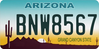 AZ license plate BNW8567
