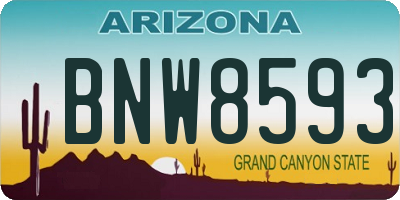 AZ license plate BNW8593