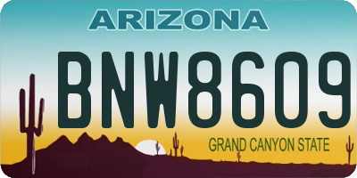 AZ license plate BNW8609