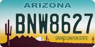AZ license plate BNW8627