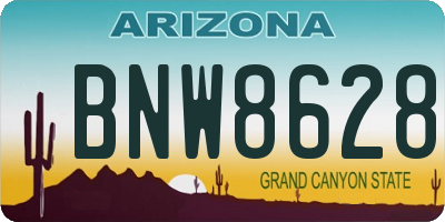 AZ license plate BNW8628