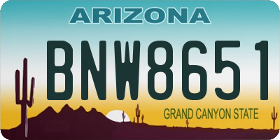 AZ license plate BNW8651