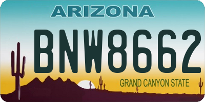AZ license plate BNW8662