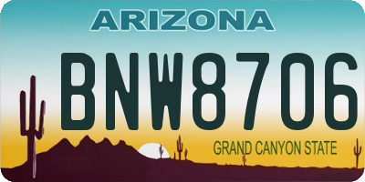 AZ license plate BNW8706