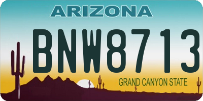 AZ license plate BNW8713