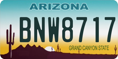AZ license plate BNW8717