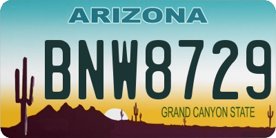 AZ license plate BNW8729