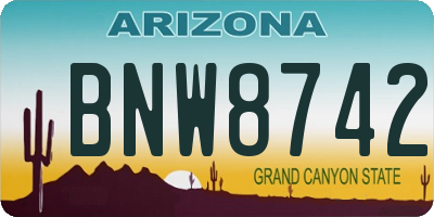 AZ license plate BNW8742
