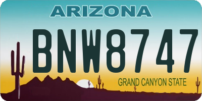 AZ license plate BNW8747