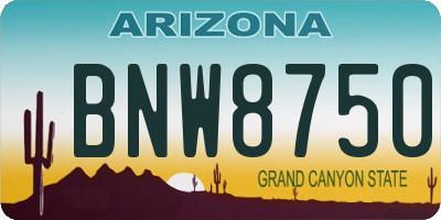 AZ license plate BNW8750