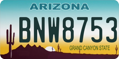 AZ license plate BNW8753