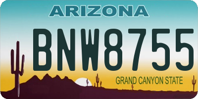 AZ license plate BNW8755