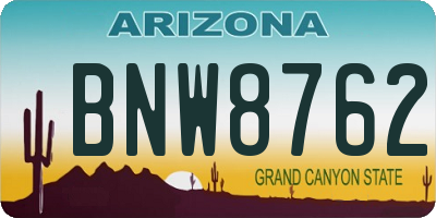 AZ license plate BNW8762