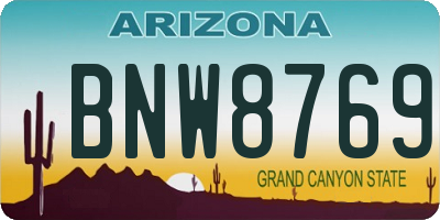 AZ license plate BNW8769