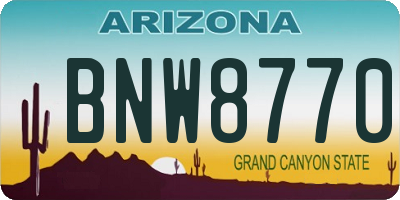 AZ license plate BNW8770