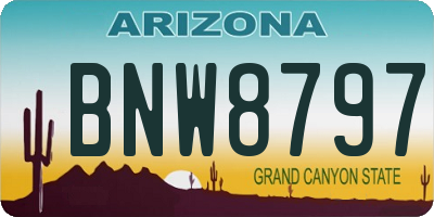AZ license plate BNW8797